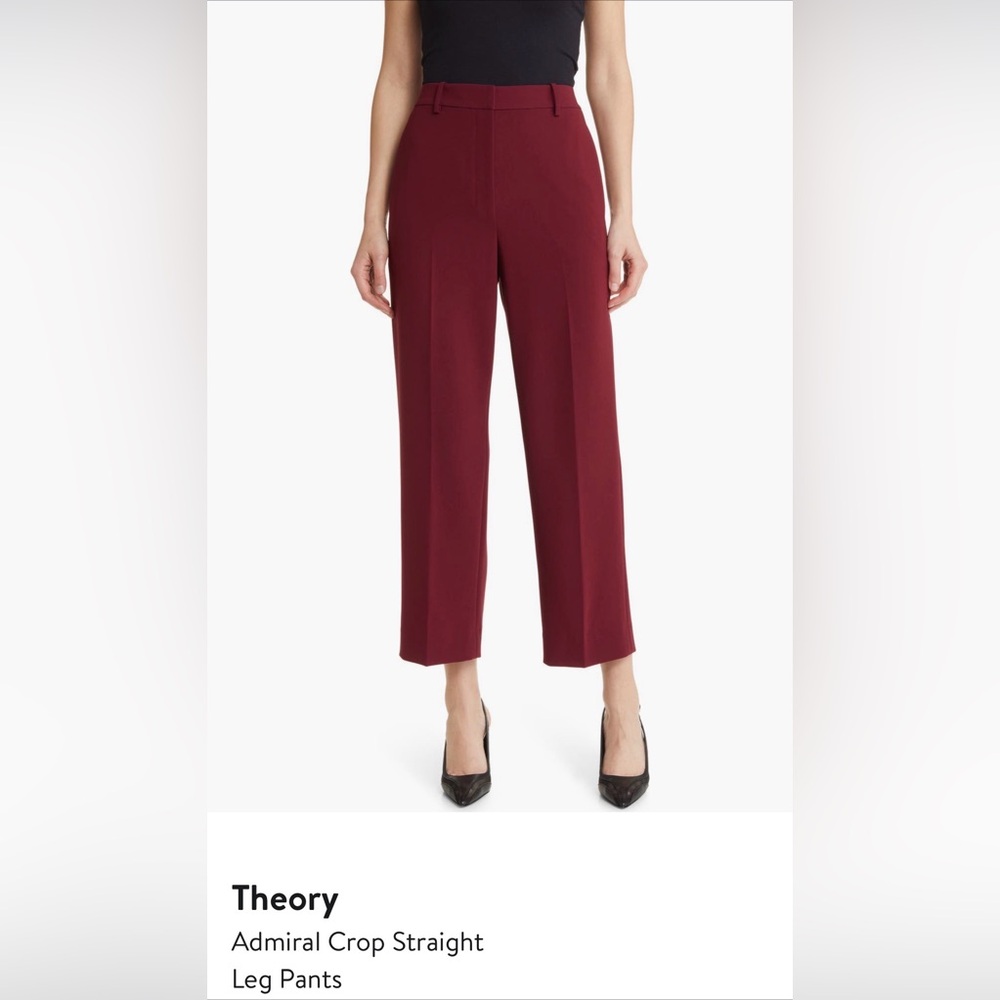 Theory pants Admiral Crop Straight Leg burgundy currant size 4 NWT